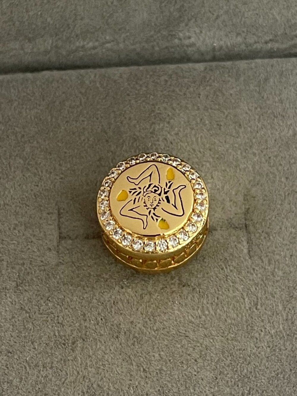 Pandora Sicilia Bead Charm with yellow and orange enamel|Travel Bead Charm